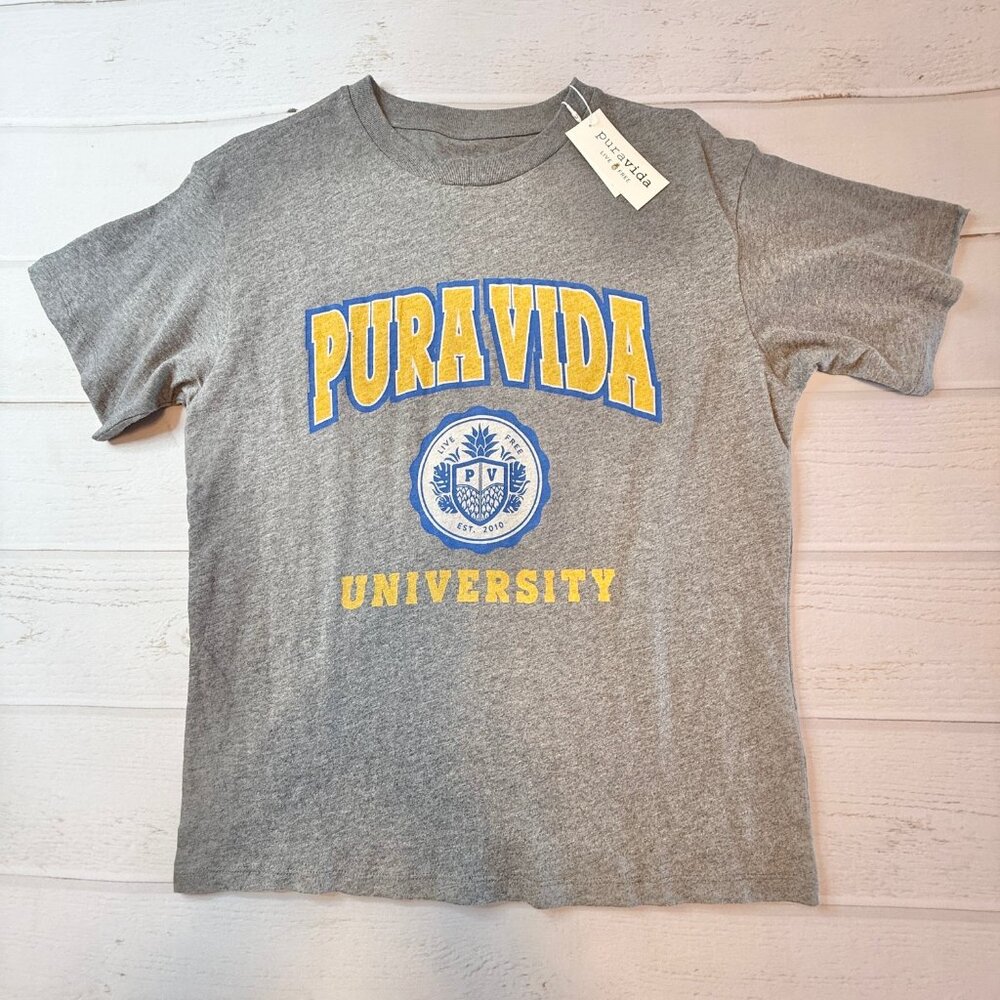 NWT - Pura Vida - Women’s Grey Pura Vida University Shirt - Size Small.